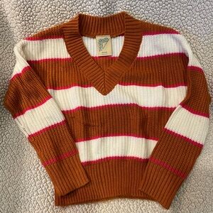 Girls Striped V-Neck Sweater. Size 6x